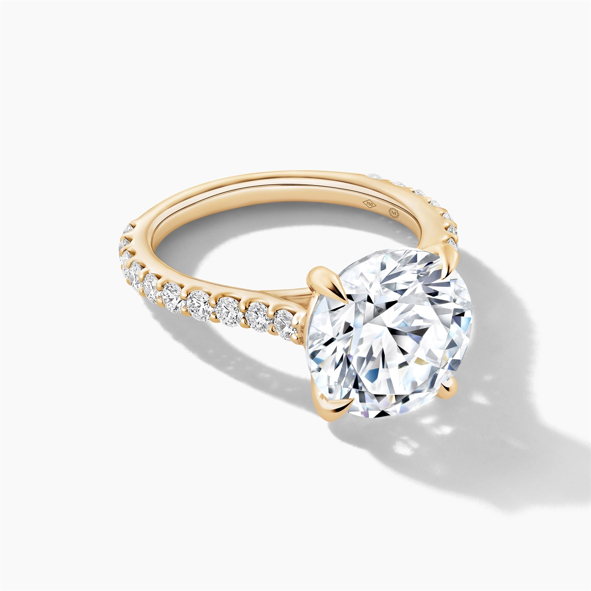 18K Yellow Gold Diamond Semi-mount Ring, Round Cut Center