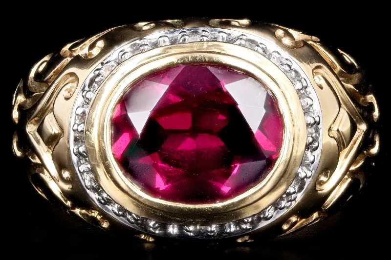 Modern 14K Gold 2 Carat Tourmaline & Diamond Ring