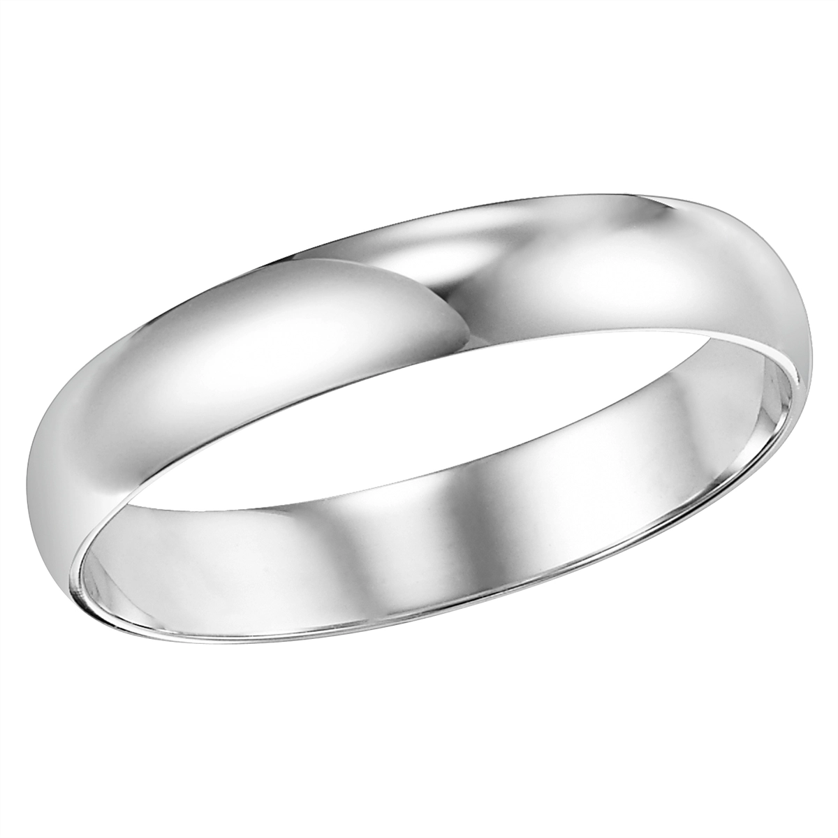 4mm 14K White Gold Low-Dome Wedding Band