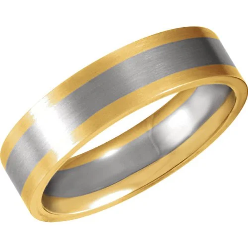 6mm 14k White and Yellow Gold Two-Tone Comfort-Fit Band, Sizes 5 to 12.5