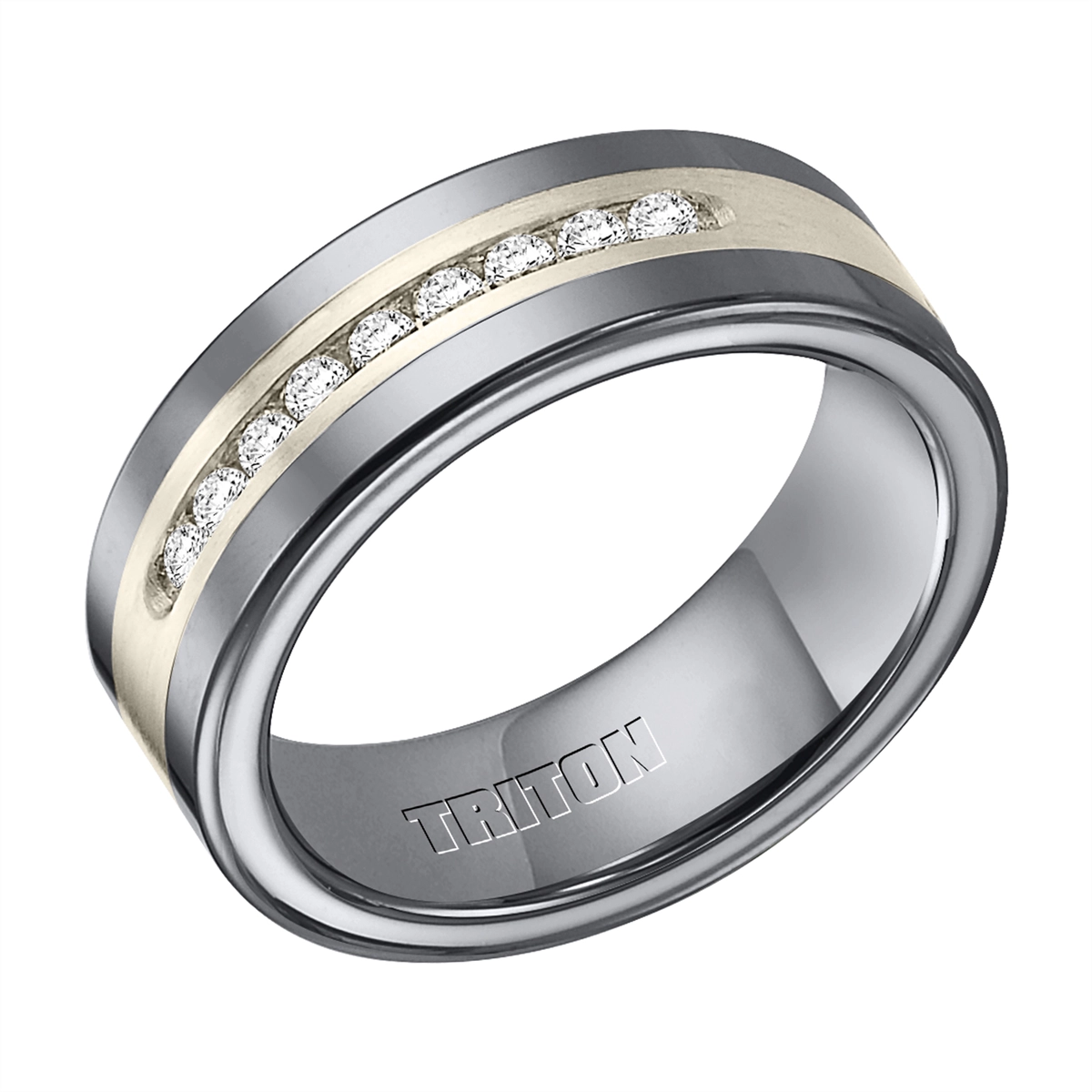 8mm Tungsten Carbide Wedding Band with Diamonds