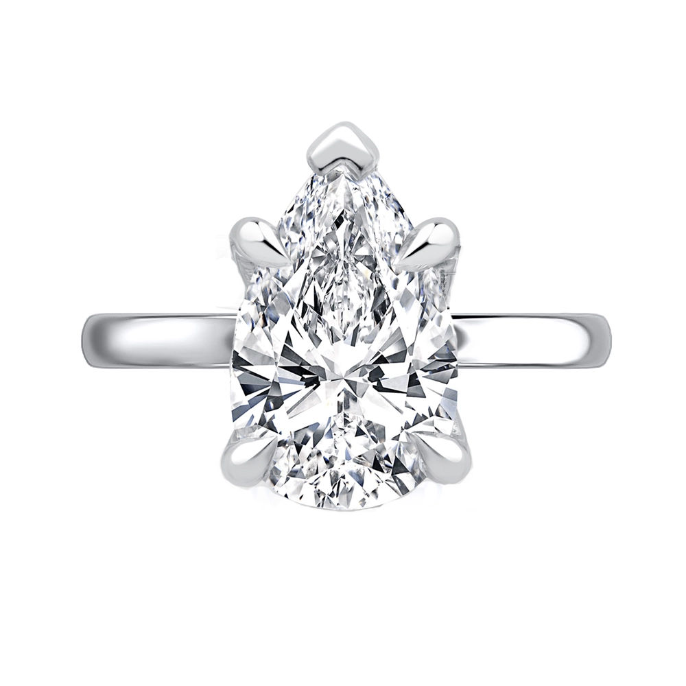 A. Jaffe 14K White Gold Solitaire Ring Pear Head