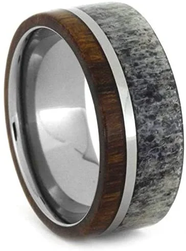 Antler, Ironwood 8mm Titanium Comfort-Fit Wedding Band, Size 10.5