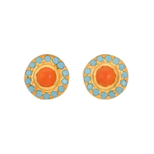 Carnelian Turquoise Stud Earrings