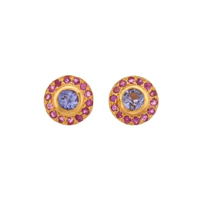 Tanzanite Ruby Stud Earrings