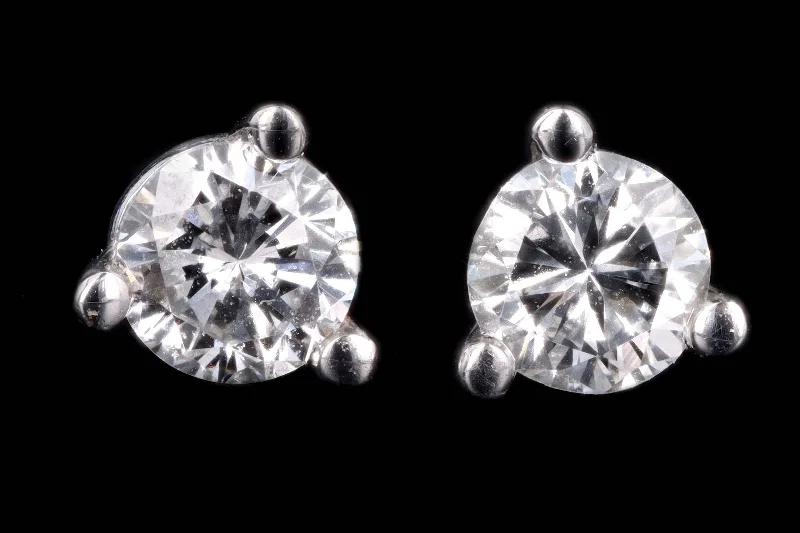 New 14K White Gold .24 Carat Total Weight Round Brilliant Cut Diamond Martini Stud Earrings