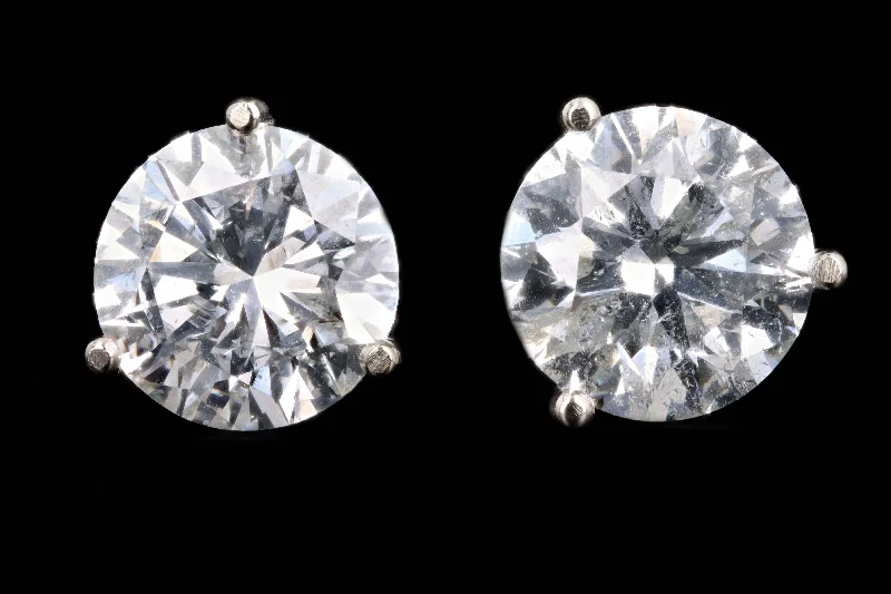 New 14K White Gold 4.88 Carat Round Brilliant Cut Diamond Martini Stud Earrings