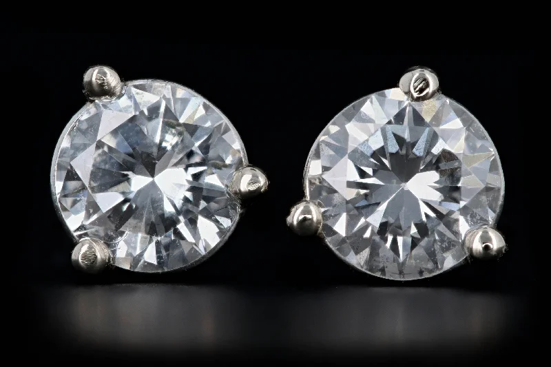 New 14K White Gold .53 Carat Total Weight Round Brilliant Diamond Martini Stud Earrings