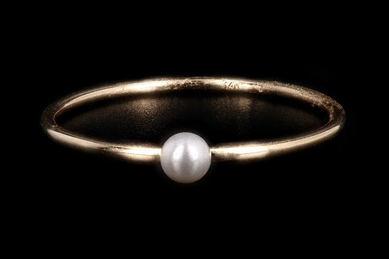 New 14K Yellow Gold Freshwater Cultured Pearl Stackable Ring