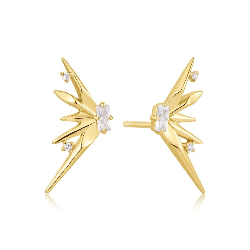 Gold Statement Spike Stud Earrings