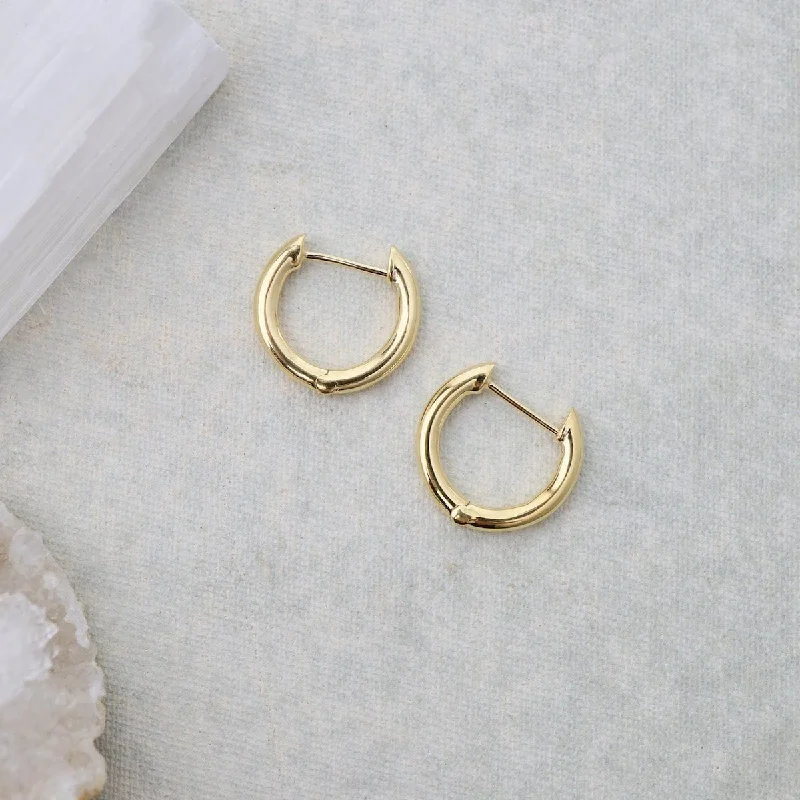 Gold Vermeil Solid 15mm Click Lock Huggie Hoops