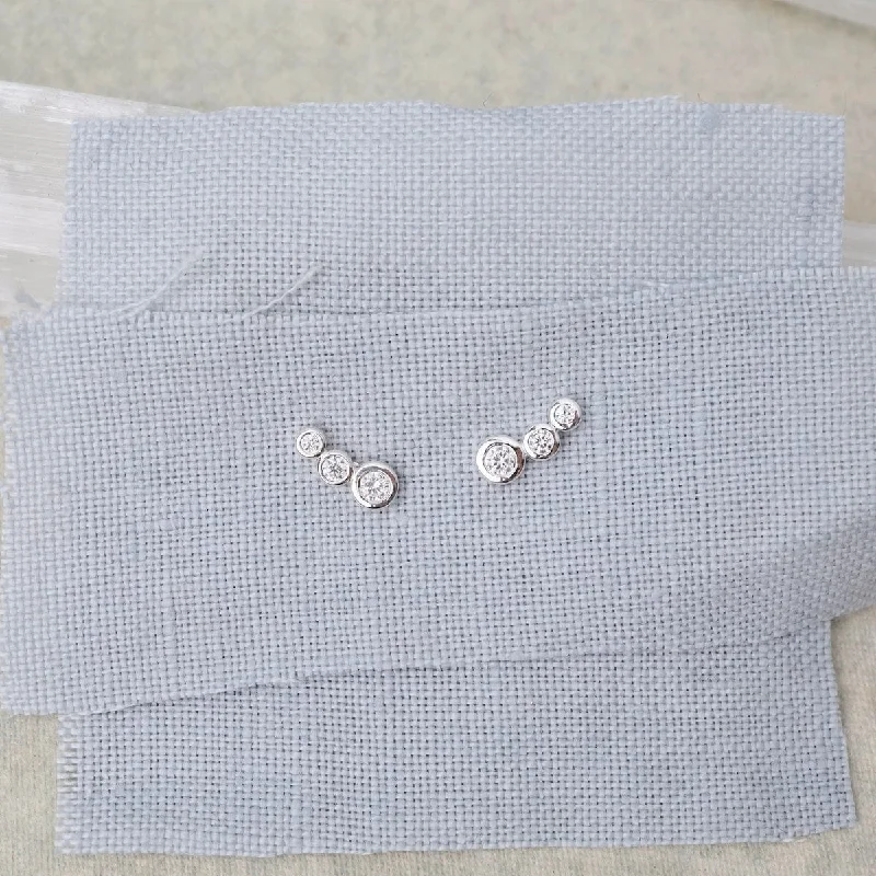 Sterling Silver CZ Small Curved Studs