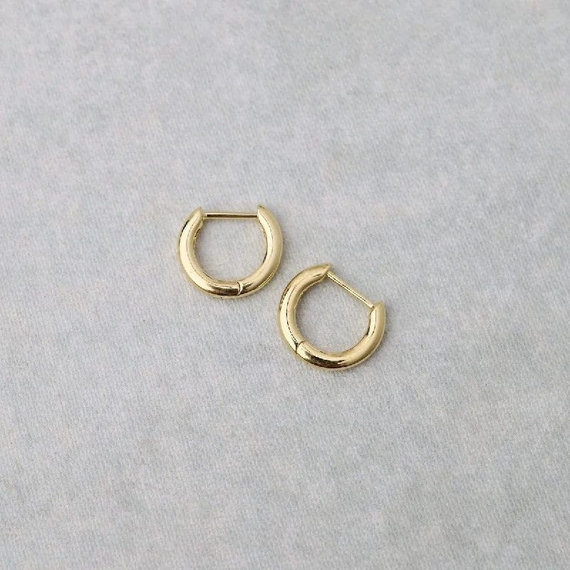 12mm Plain Click Huggie Hoops - Gold Vermeil