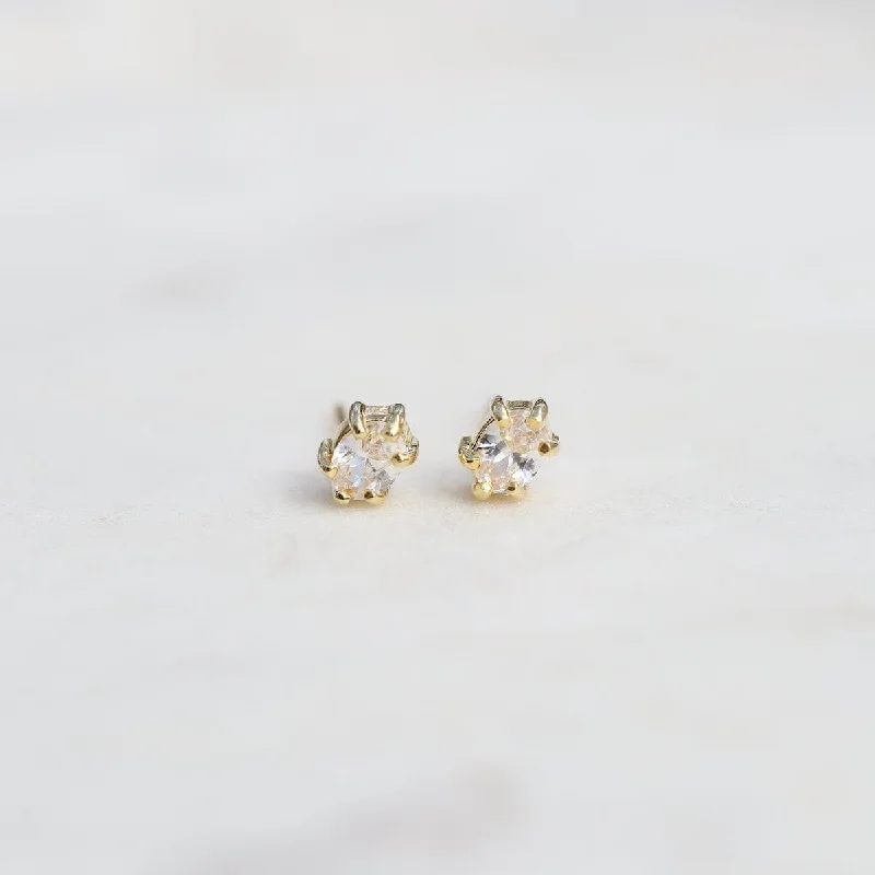 Oval Claw-set CZ Studs - Gold Vermeil