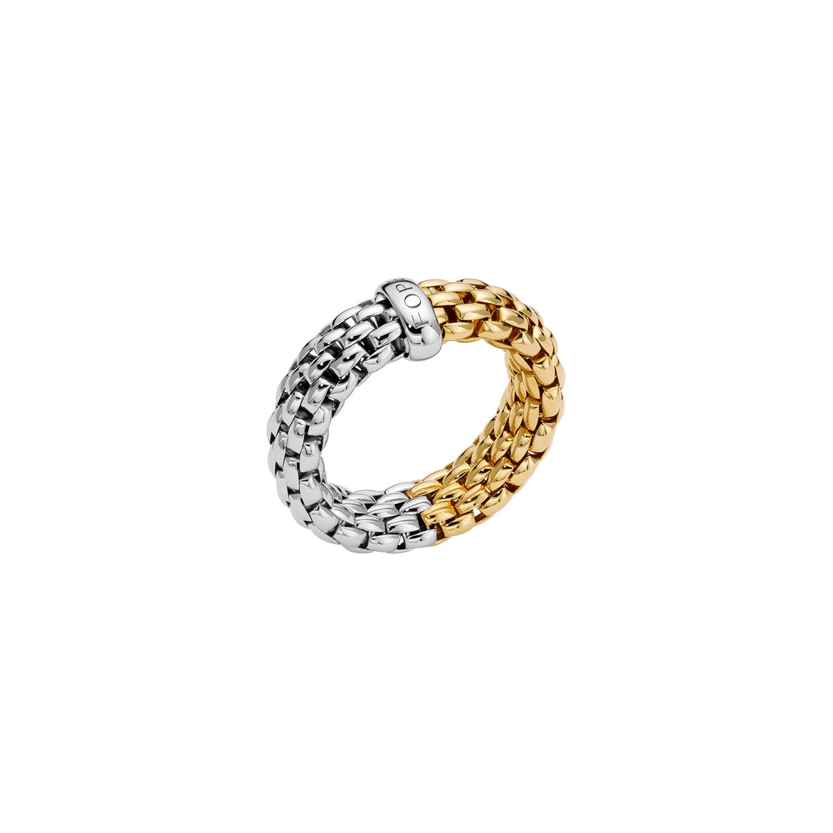 Fope 18K White and Yellow Gold Essentials Collection 7mm Ring, Small Size (5-6.5)