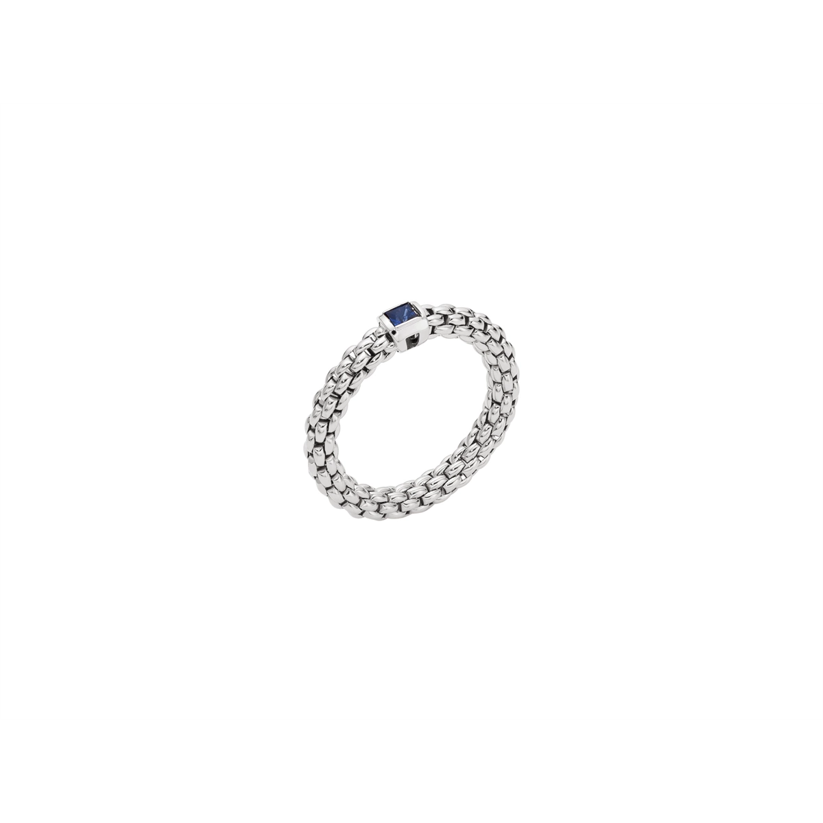 Fope 18K White Gold Souls Collection Ring with Sapphire, Small Size (5-6.5)