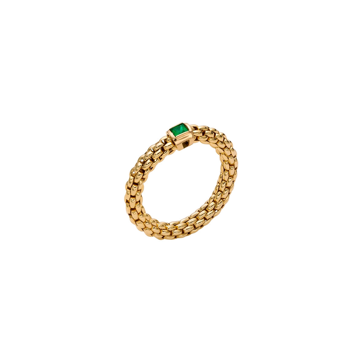 Fope 18K Yellow Gold Souls Collection Ring with Emerald, Small Size (5-6.5)