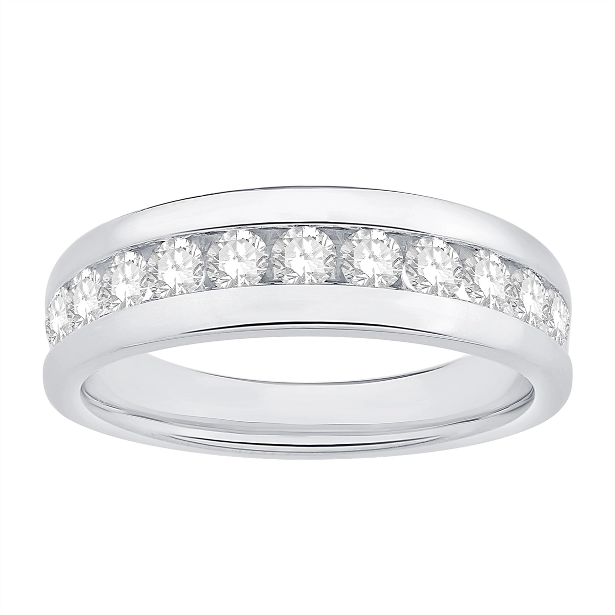 Gents 14K White Gold Channel Set Diamond Band