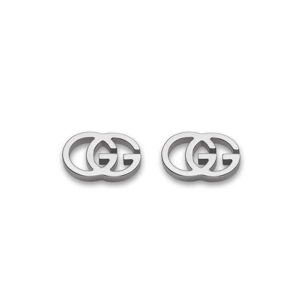 Gucci 18K White Gold GG Running Stud Earrings