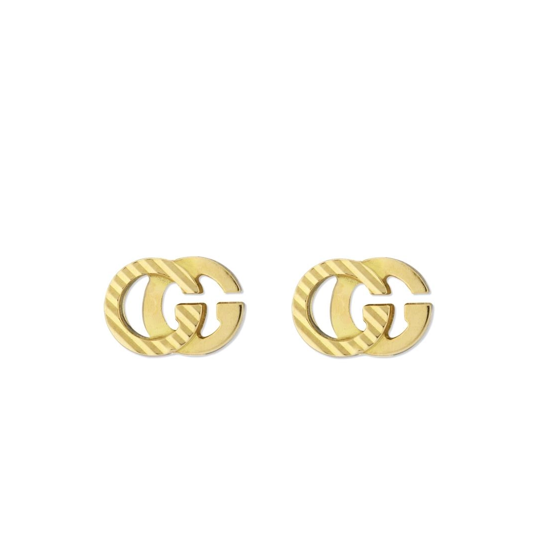 Gucci 18K Yellow Gold 7mm Running G Stud Earrings