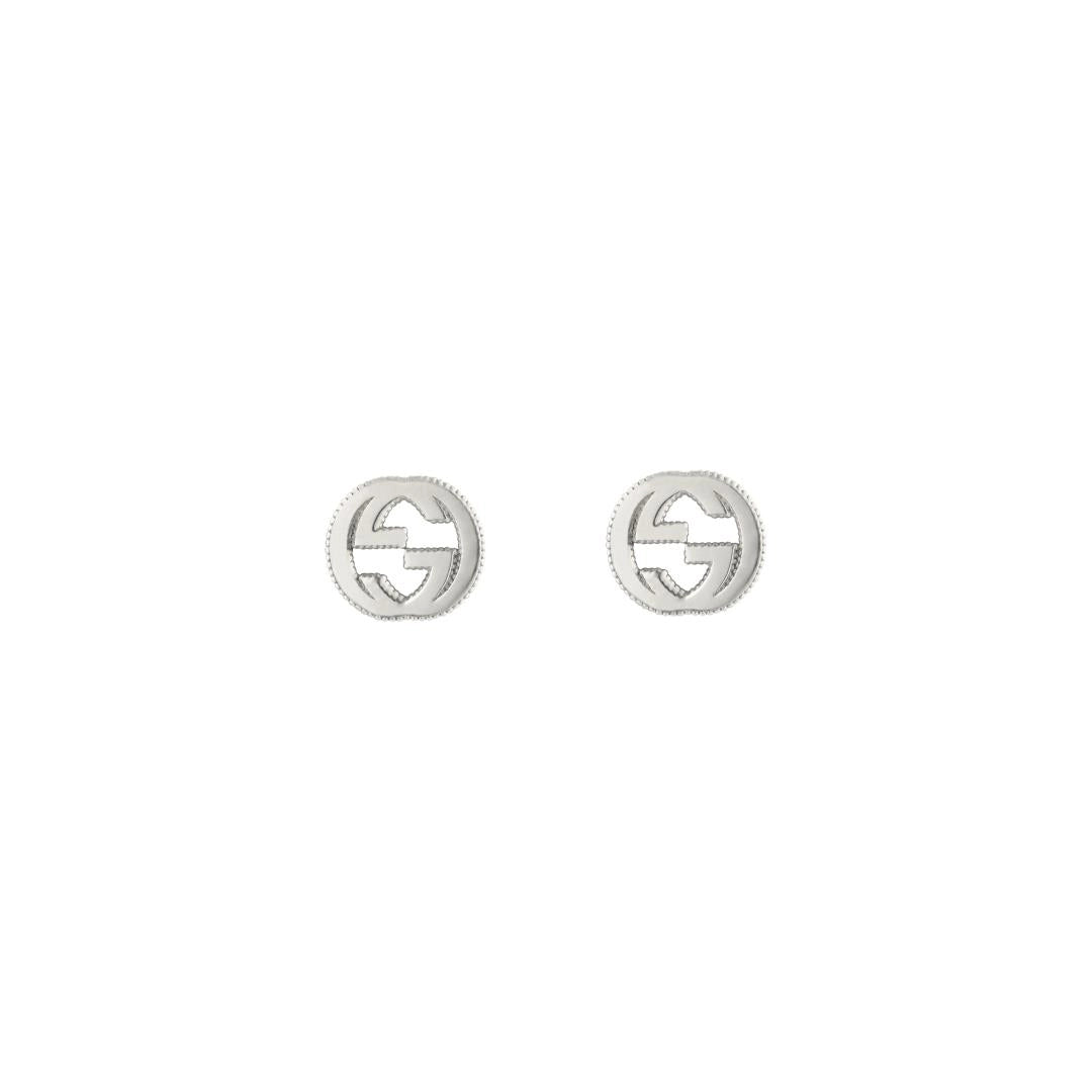 Gucci Sterling Silver Interlocking G Stud Earrings