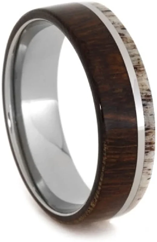 Ironwood, Deer Antler 8mm Comfort-Fit Titanium Wedding Band, Size 9.25