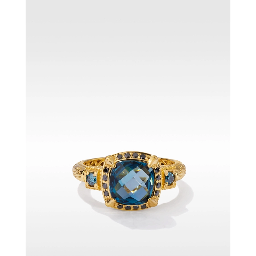 Konstantino Alexandria 18K Yellow Gold Square London Blue Topaz Ring