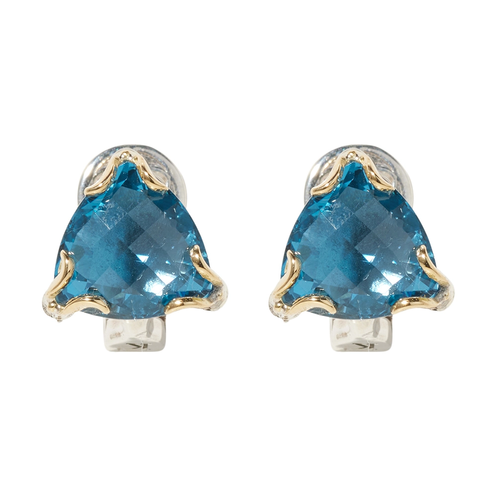 Konstantino Anthos Silver and 18K Gold Blue Spinel Stud Earrings