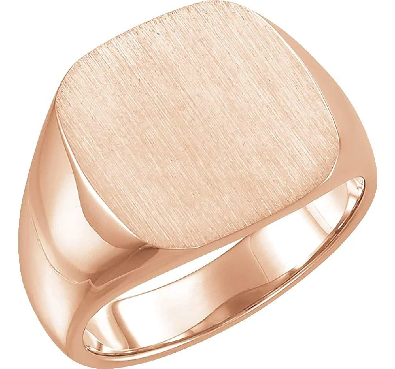 Men's Closed Back Signet Ring, 10k Rose Gold (20mm) Size 8.75