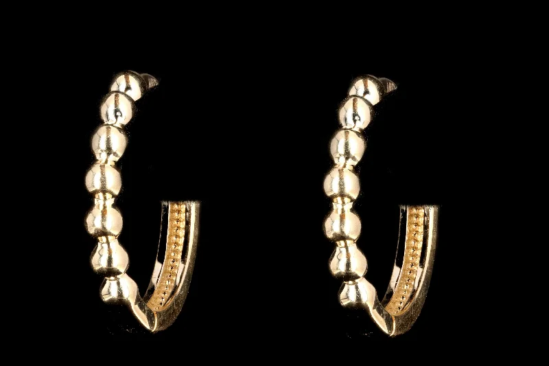 New 14K Gold Beaded Huggie Earring