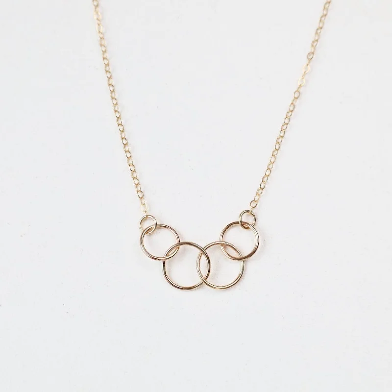 Tiny Connected Rings Necklace Gold Filled