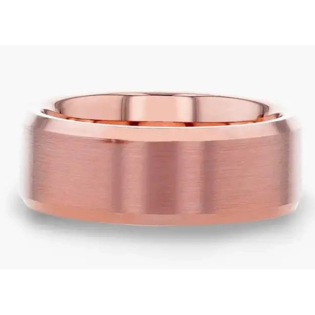 Rose Gold Tungsten Beveled Edge 8mm Band