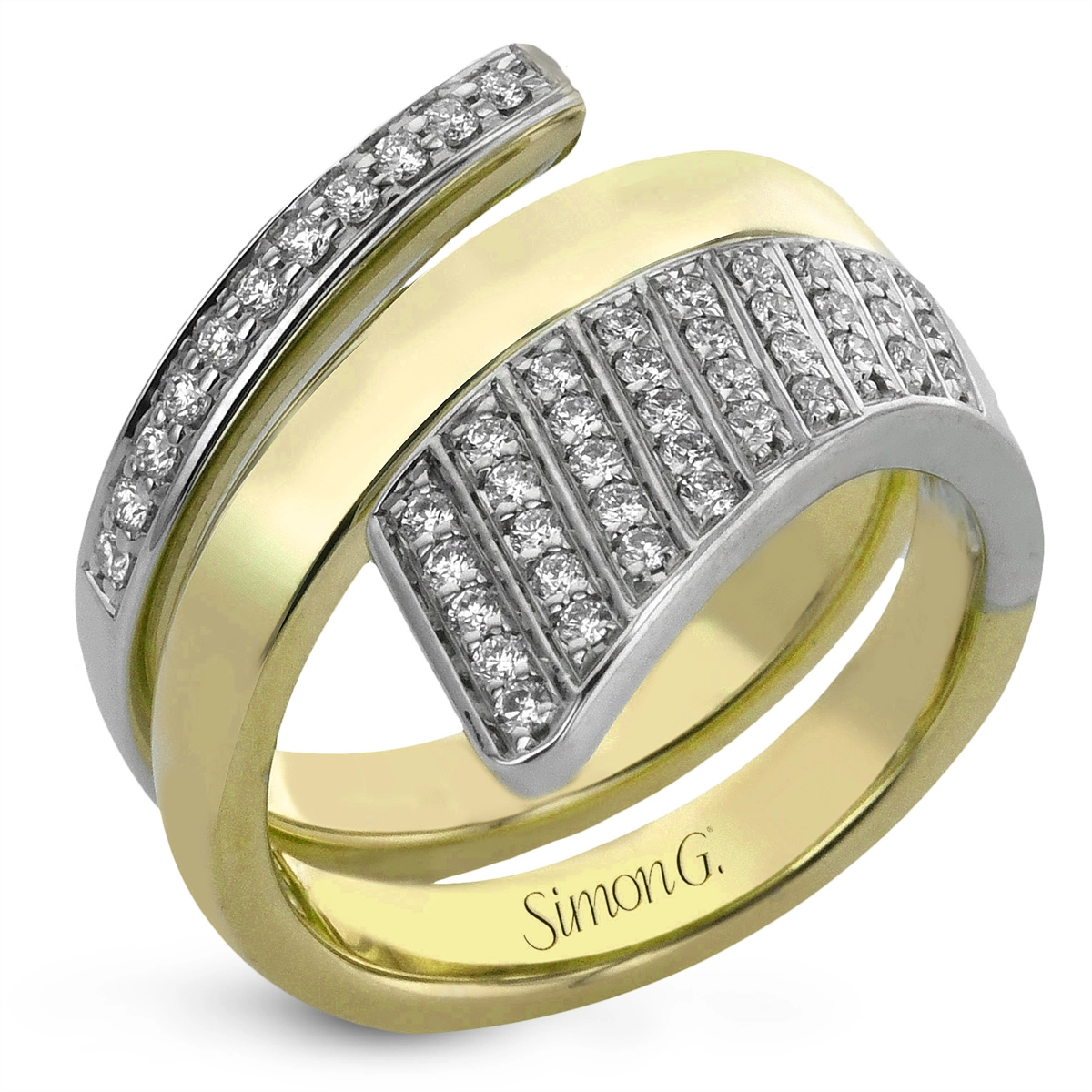 Simon G 18K Yellow and White Gold Bypass Ring