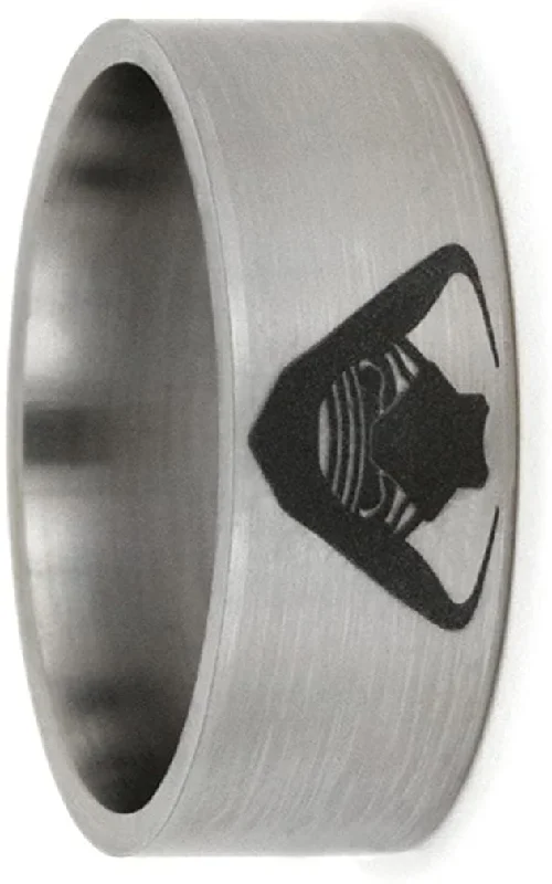 Star Wars Engraved 9mm Comfort-Fit Brushed Titanium Wedding Band, Size 5