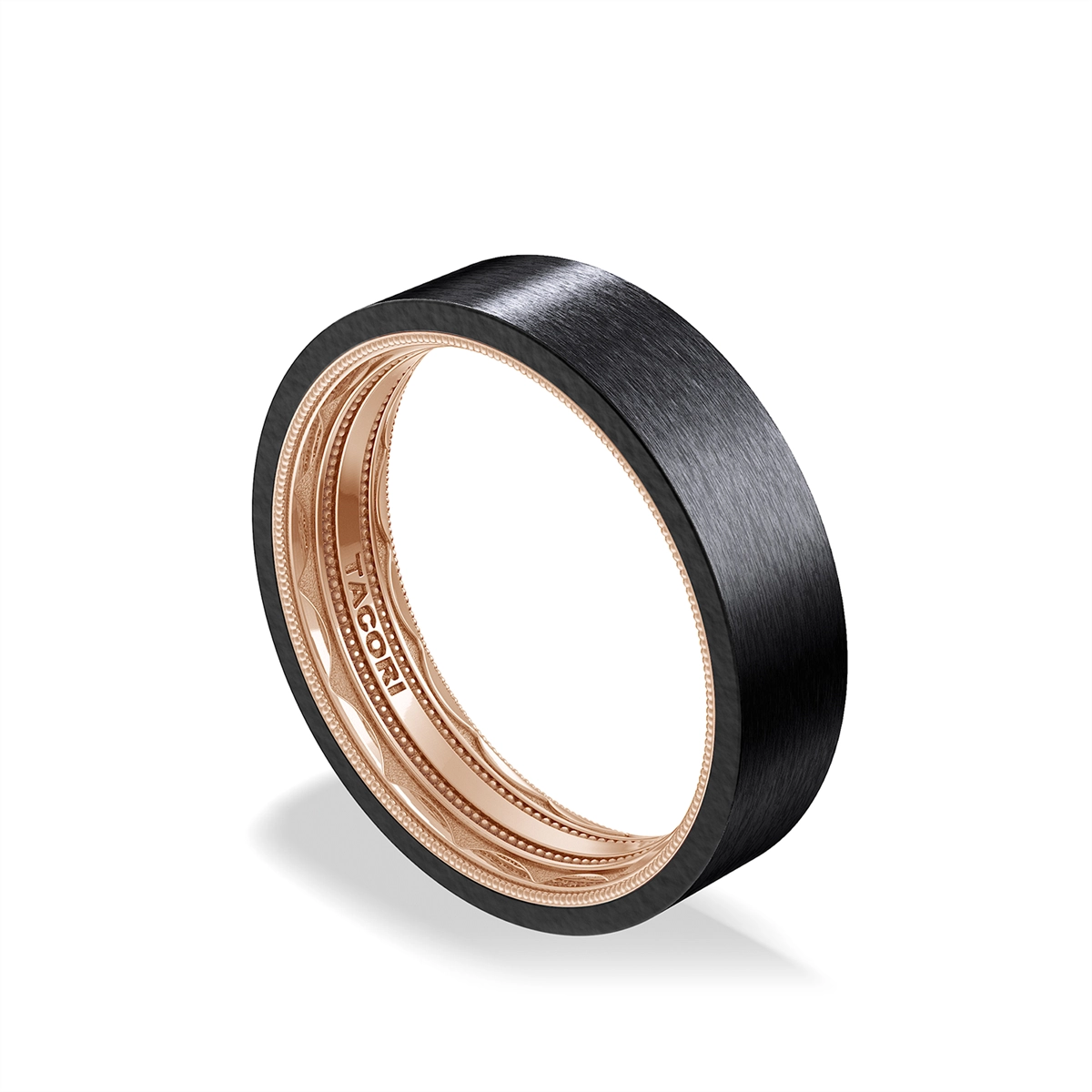 Tacori Black Titanium/18K Rose Gold 6mm Matte Band