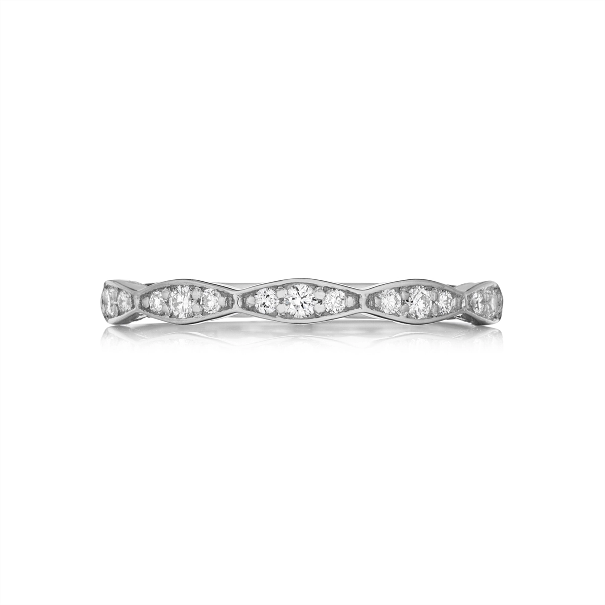 Tacori Sculpted Crescent 18K White Gold Diamond Wedding Band 2mm