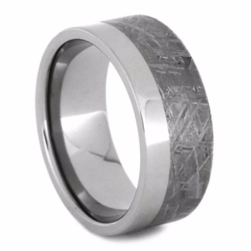 Two-Tone Gibeon Meteorite 9mm Comfort-Fit Titanium Wedding Band, Size 14.5