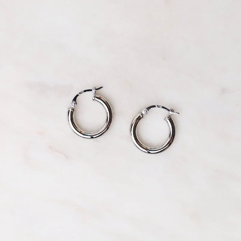 14k White Gold Tube Hoops