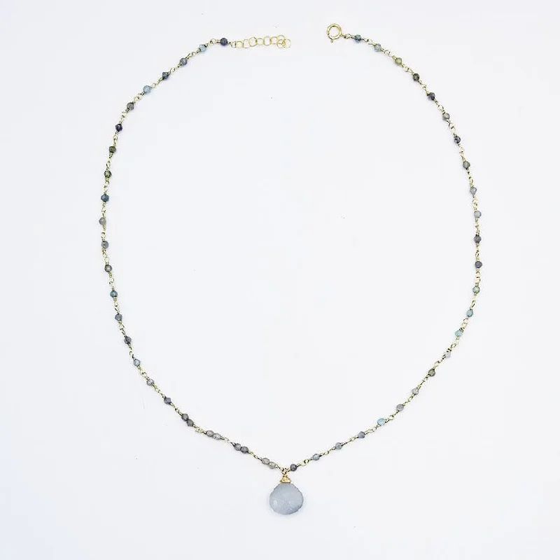 Gold Fill Moss Aquamarine Necklace