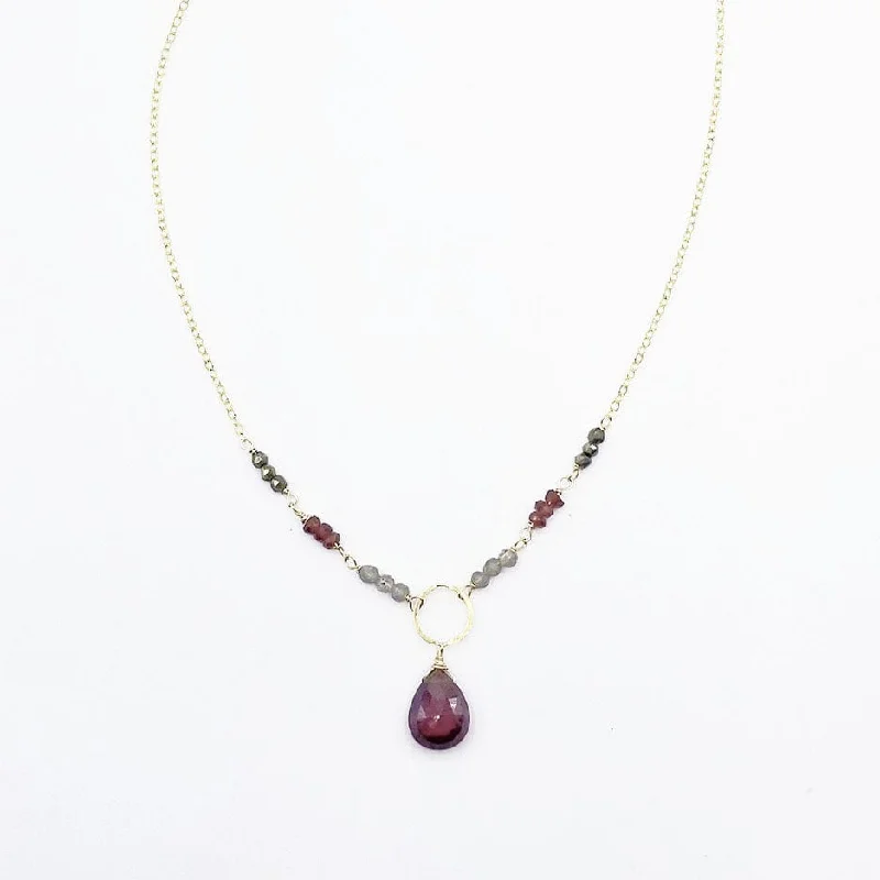 Gold Fill Garnet Drop Necklace