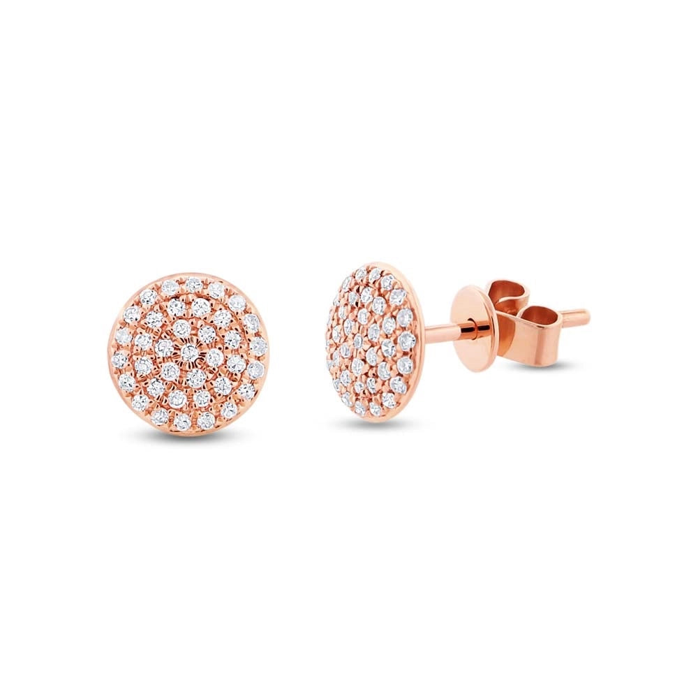 14K Rose Gold Diamond Pave Stud Earrings