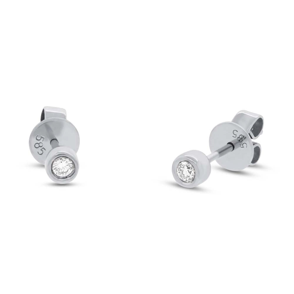 14K White Gold Diamond Stud Earrings