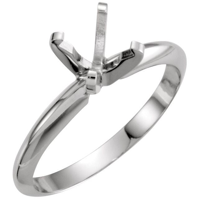 14K White Gold Solitaire Ring Mount