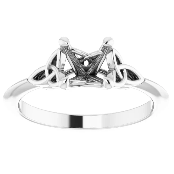 14K White Gold Solitaire Ring with Celtic Design