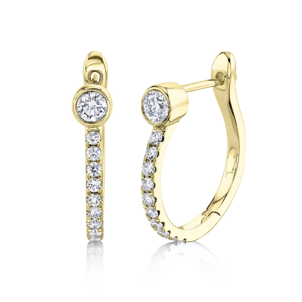 14K Yellow Gold Diamond Hoop Earrings