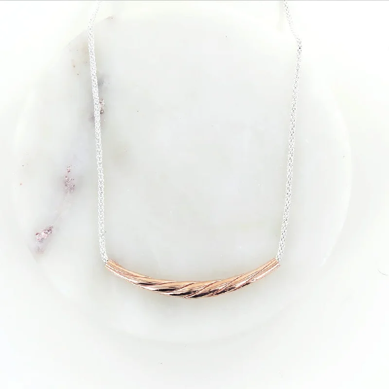 Twisted Rose Gold Curved Bar Necklace