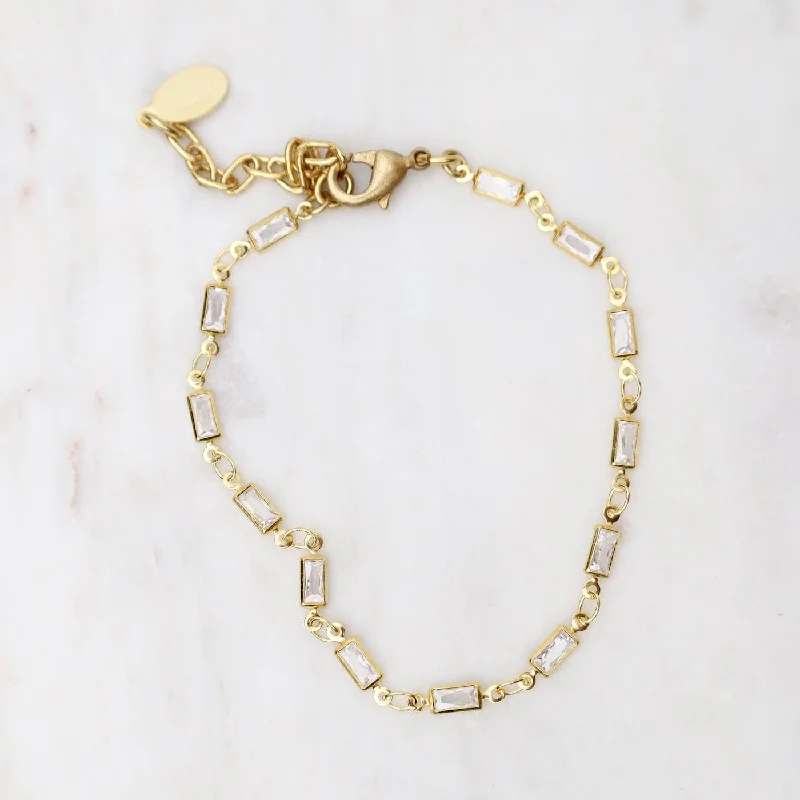 Gold Baguette Crystal Chain Bracelet