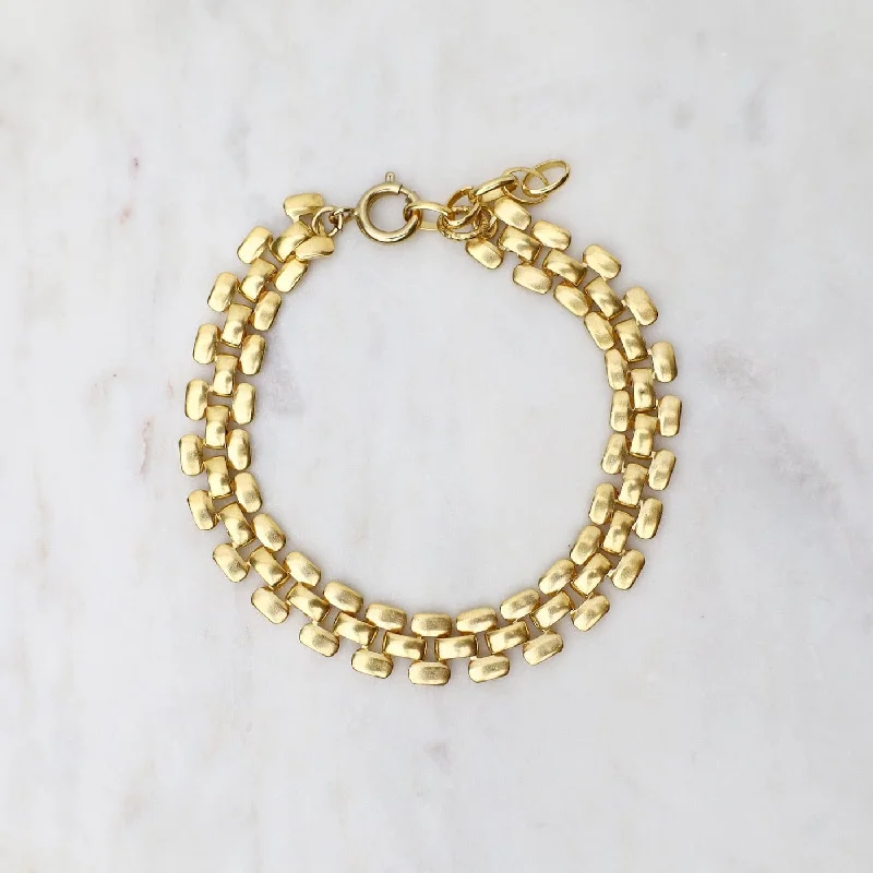 Gold Flat Link Chain Bracelet