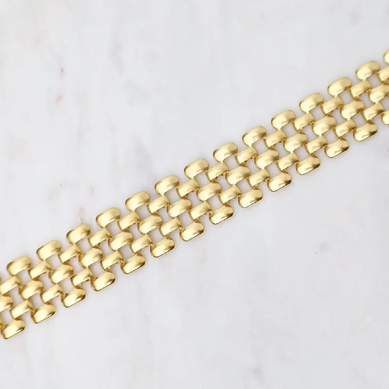 Gold Wide Flat Link Chain Bracelet