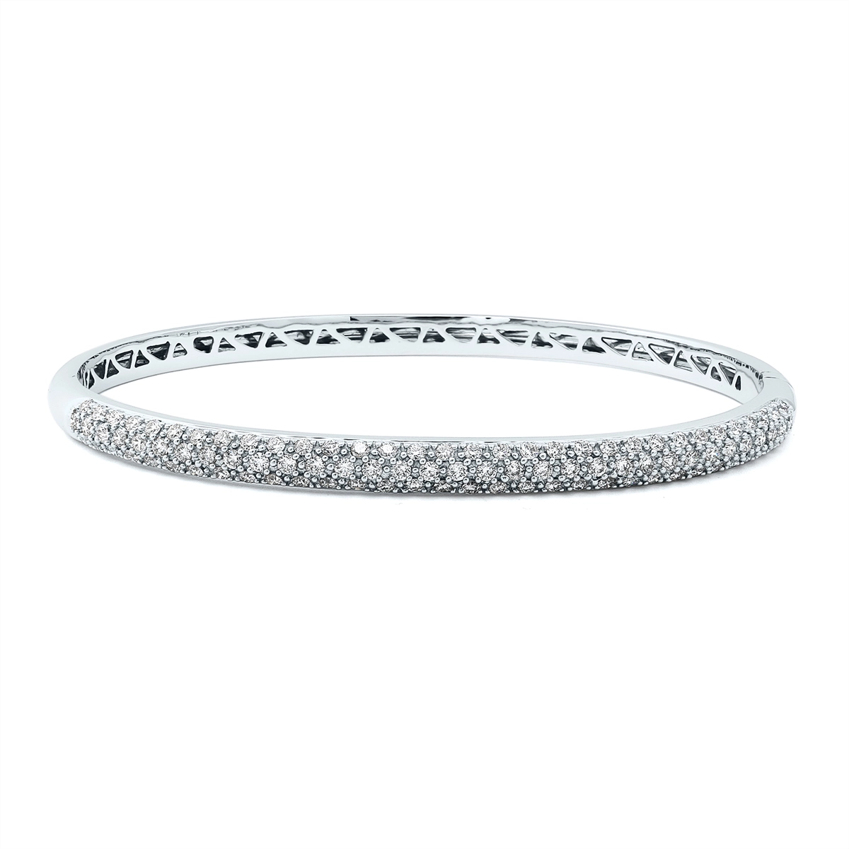 18K White Gold Pave Diamond Bangle Bracelet